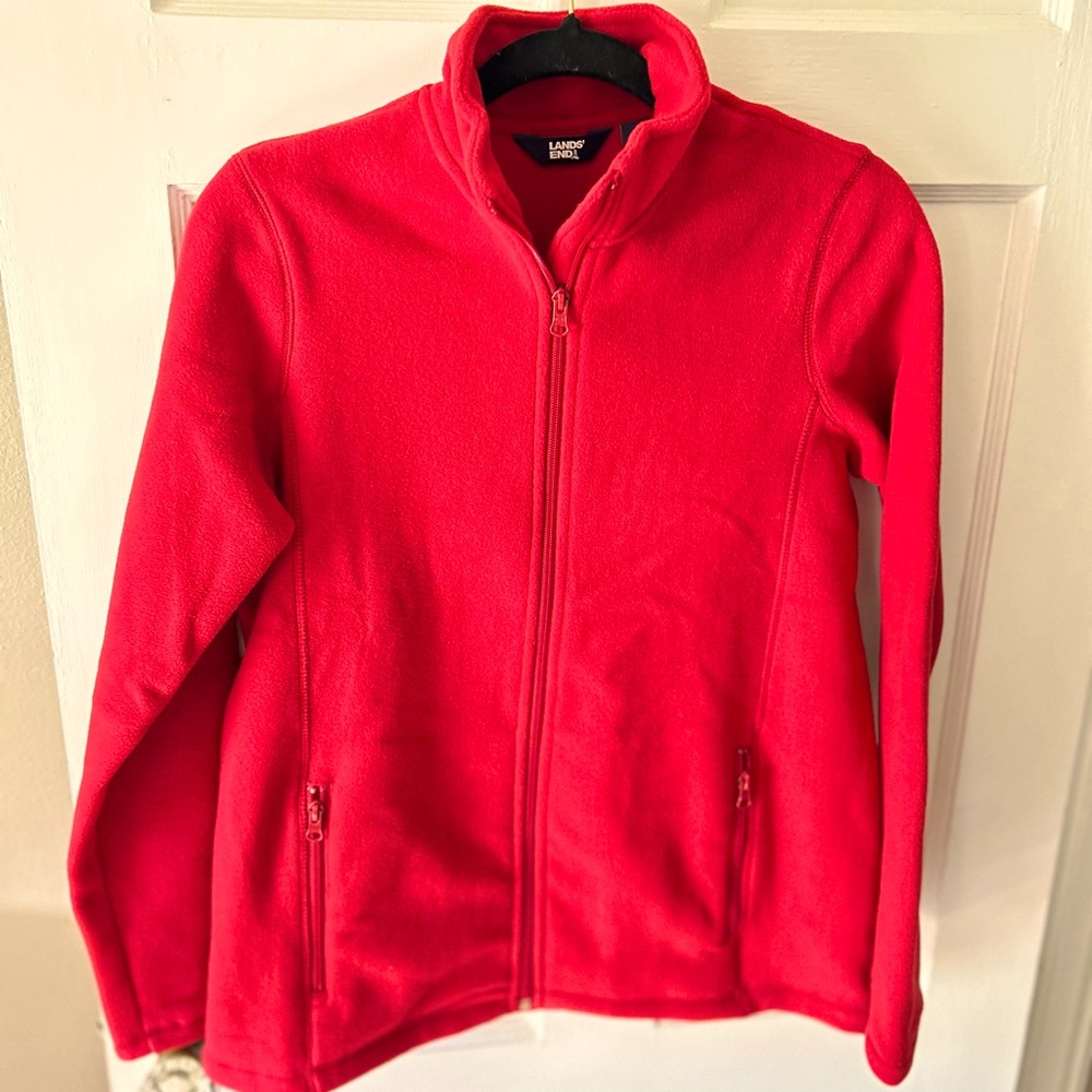 Women’s Lands’ End Fullzip Red Fleece